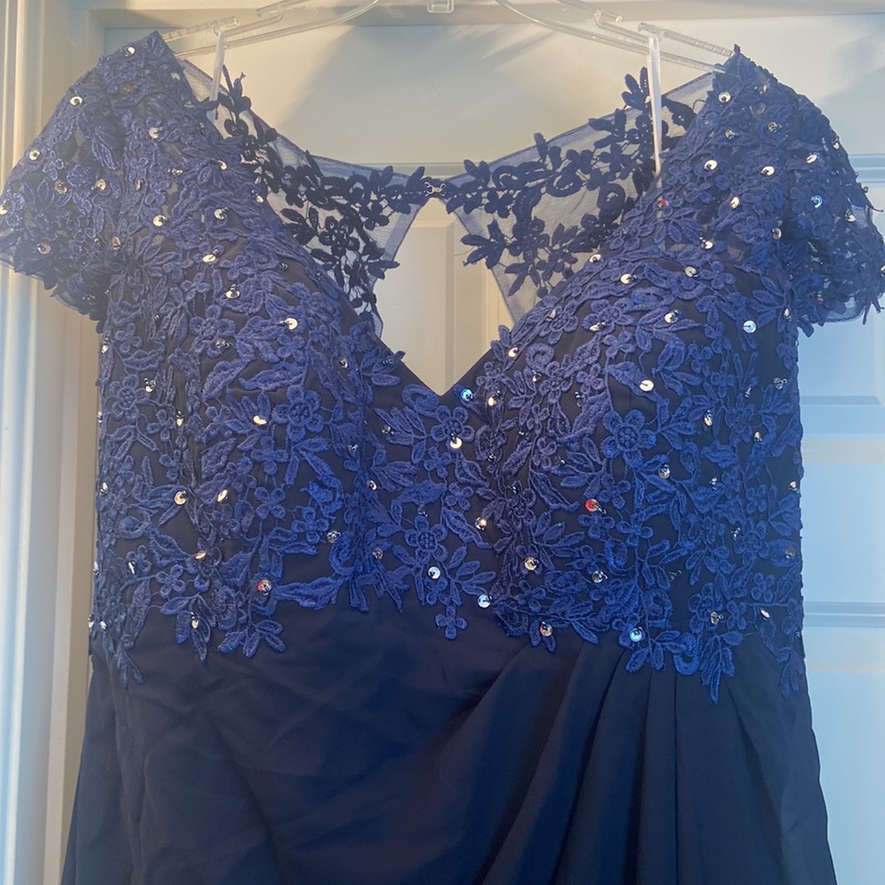 NWT 24 elegant sequined navy full length gown dress formal events wedding mob